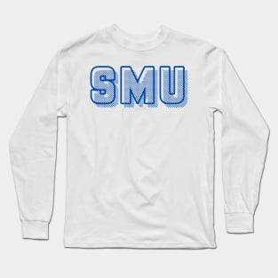 SMU Logo Dots Blue Long Sleeve T-Shirt